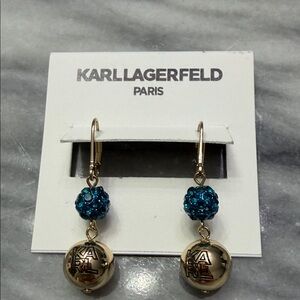 Karl Lagerfeld Gold and Teal Drop Earrings